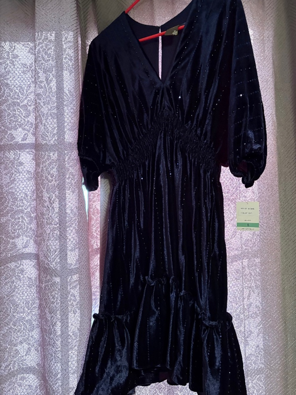 Taylor Navy Sequin Crushed Velvet Dress NWT